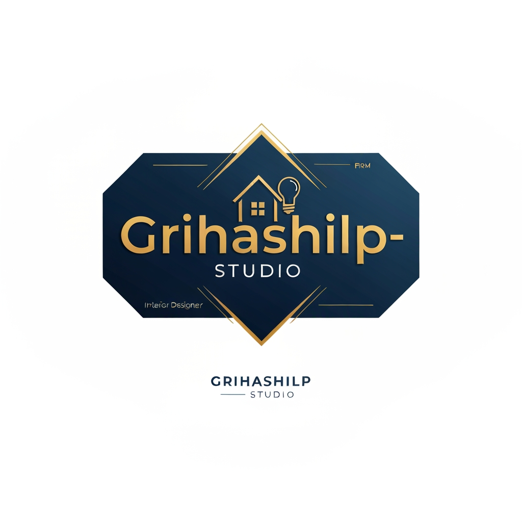 AI Design for i am an interior designer and my firm name is Grihashilp studio and i want make logo please suggest me design ideas and its will be creative and trending designs