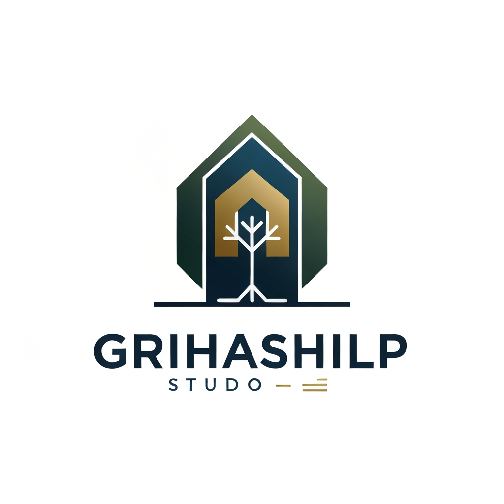 AI Design for i am an interior designer and my firm name is Grihashilp studio and i want make logo please suggest me design ideas and its will be creative and trending designs