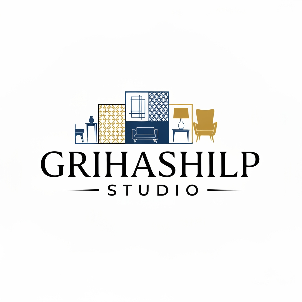 AI Design for i am an interior designer and my firm name is grihashilp studio and i want make logo please suggest me design with ideas and ganrate logo