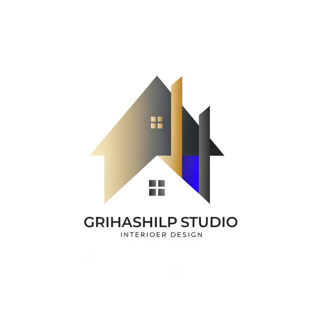 AI Design for i am an interior designer and my firm name is Grihashilp studio and i want make logo please suggest me design ideas and its will be creative and trending designs