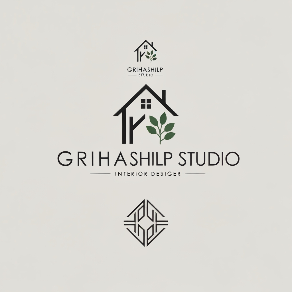 AI Design for i am an interior designer and my firm name is grihashilp studio and i want make logo please suggest me design with ideas and ganrate logo