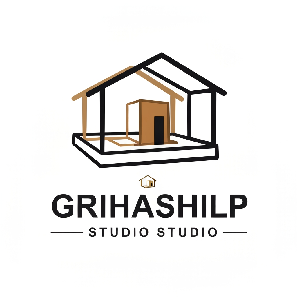 AI Design for i am an interior designer and my firm name is Grihashilp studio and i want make logo please suggest me design ideas and its will be creative and trending designs