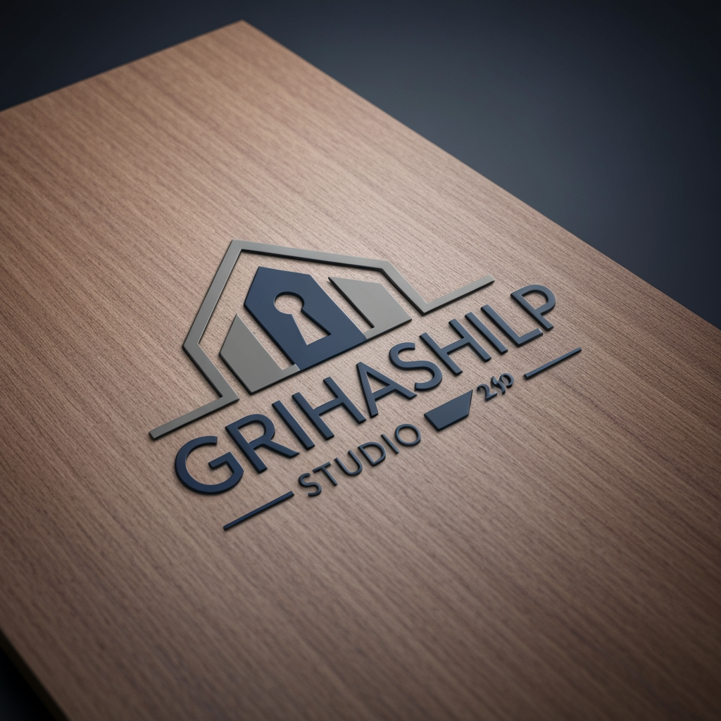 AI Design for i am an interior designer and my firm name is grihashilp studio and i want make logo please suggest me design with ideas and ganrate logo