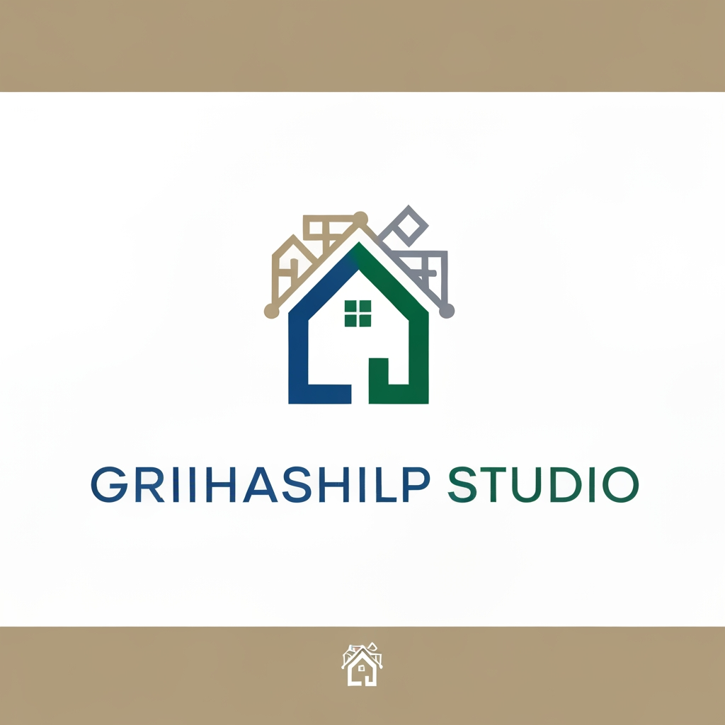 AI Design for i am an interior designer and my firm name is grihashilp studio and i want make logo please suggest me design with ideas and ganrate logo