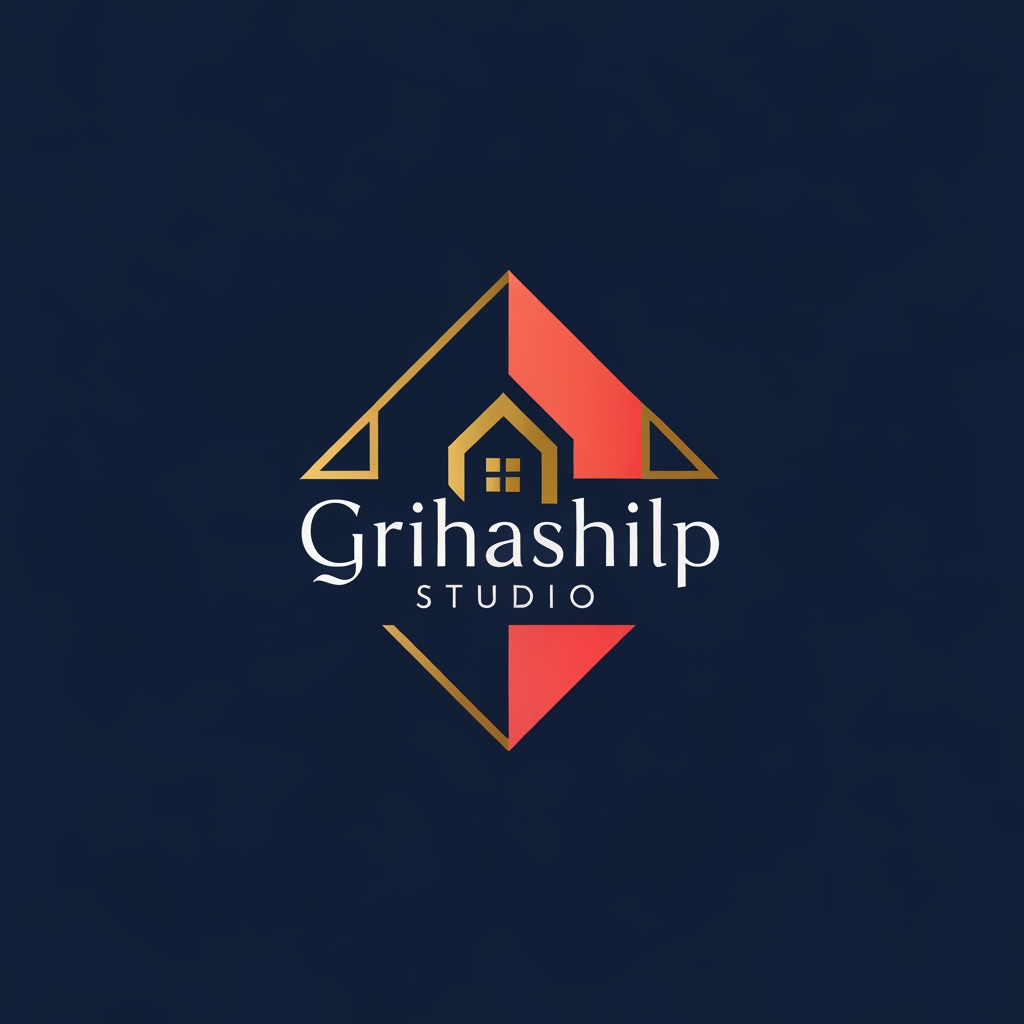 AI Design for i am an interior designer and my firm name is Grihashilp studio and i want make logo please suggest me design ideas and its will be creative and trending designs