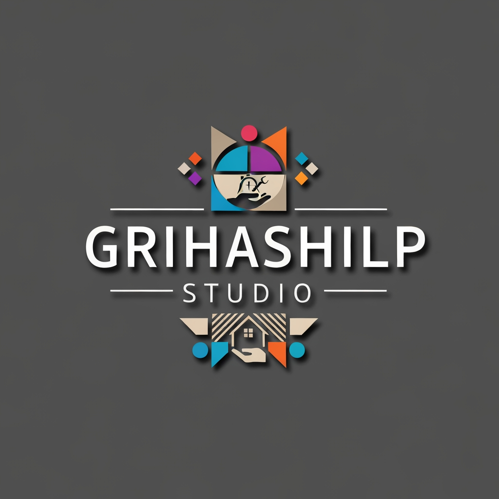 AI Design for i am an interior designer and my firm name is Grihashilp studio and i want make logo please suggest me design ideas and its will be creative and trending designs