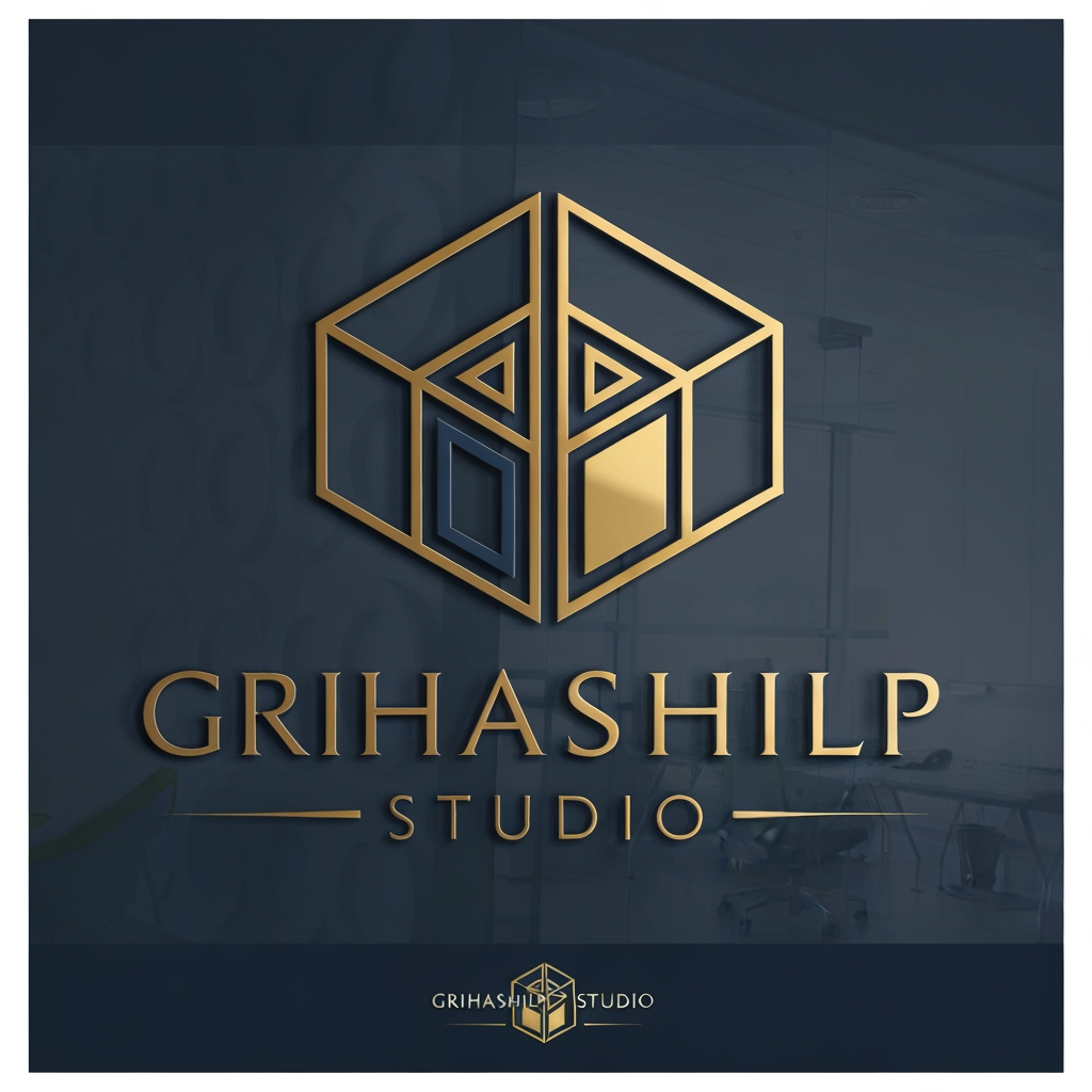 AI Design for i am an interior designer and my firm name is grihashilp studio and i want make logo please suggest me design with ideas and ganrate logo