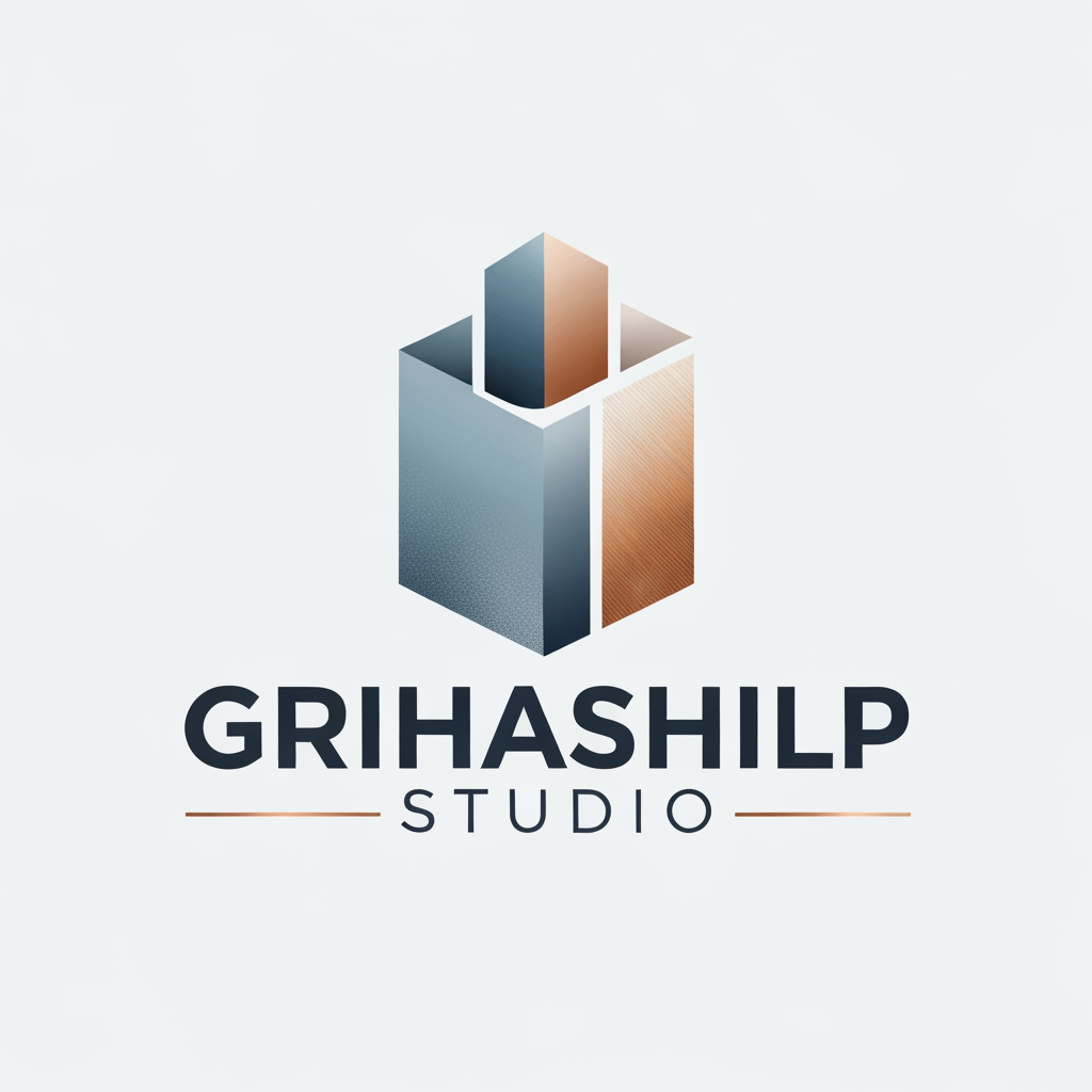 AI Design for i am an interior designer and my firm name is Grihashilp studio and i want make logo please suggest me design ideas and its will be creative and trending designs