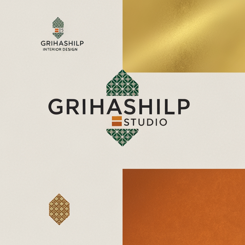 AI Design for i am an interior designer and my firm name is Grihashilp studio and i want make logo please suggest me design ideas and its will be creative and trending designs