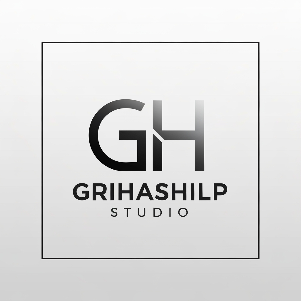 AI Design for i am an interior designer and my firm name is Grihashilp studio and i want make logo please suggest me design ideas and its will be creative and trending designs