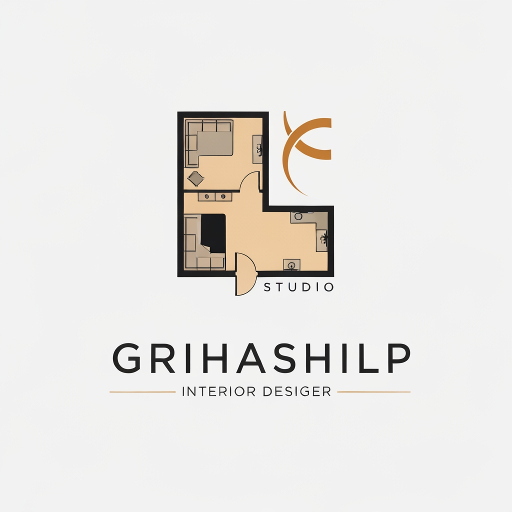 AI Design for i am an interior designer and my firm name is grihashilp studio and i want make logo please suggest me design with ideas and ganrate logo