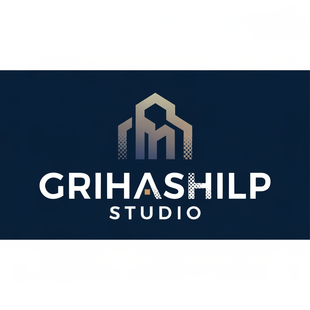 AI Design for i am an interior designer and my firm name is Grihashilp studio and i want make logo please suggest me design ideas and its will be creative and trending designs
