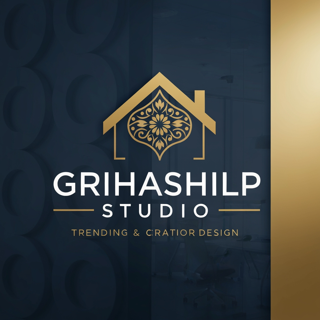 AI Design for i am an interior designer and my firm name is Grihashilp studio and i want make logo please suggest me design ideas and its will be creative and trending designs