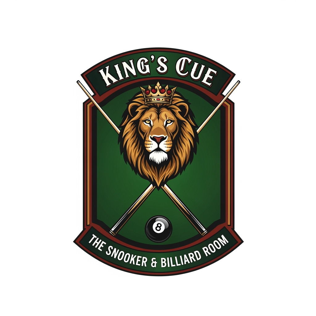 AI Design for i want to make  a logo related to snooker and billiards room.
keep text - King's Cue 
The Snooker & Billiard Room. keep color palette according to the sports
