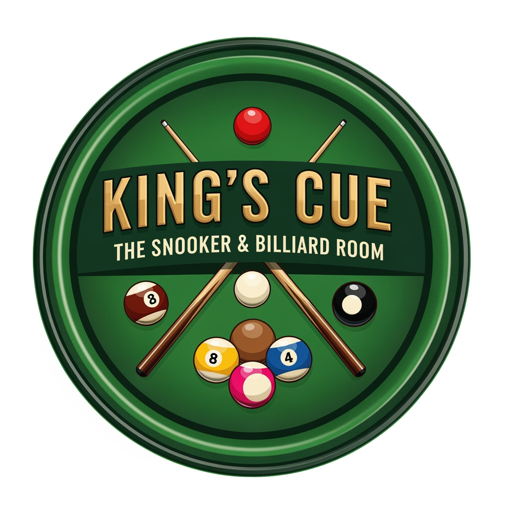 AI Design for i want to make  a logo related to snooker and billiards room.
keep text - King's Cue 
The Snooker & Billiard Room. keep color palette according to the sports