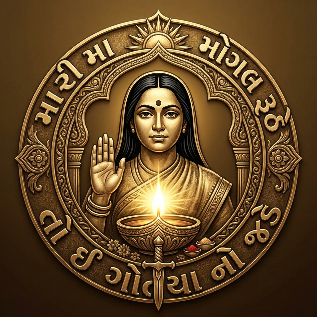 AI Design for મારી મોગલ રૂઠે તો ઈ ગોત્યા નો જડે please create the logo