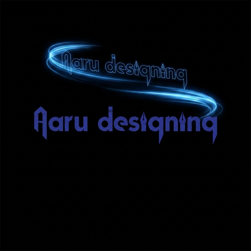 AI Design for Black background. The "Aaru Designing" logo flips horizontally with a dynamic whoosh sound effect. Blue neon outlines appear first, then fill into solid blue letters. Quick 3-second animation, Instagram reel style, modern graphic design branding, smooth motion.
