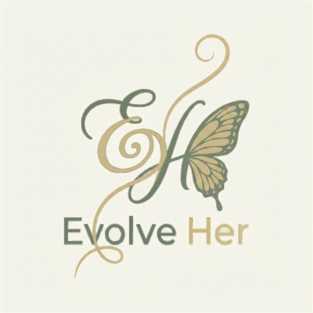 AI Design for An elegant EH monogram where the "H" subtly transforms into butterfly wings while a rising line flows upward through the design. It feels luxury, unique, memorable, and less generic than a standard butterfly or lotus logo. This direction would fit a high-ticket women's coaching business very well.