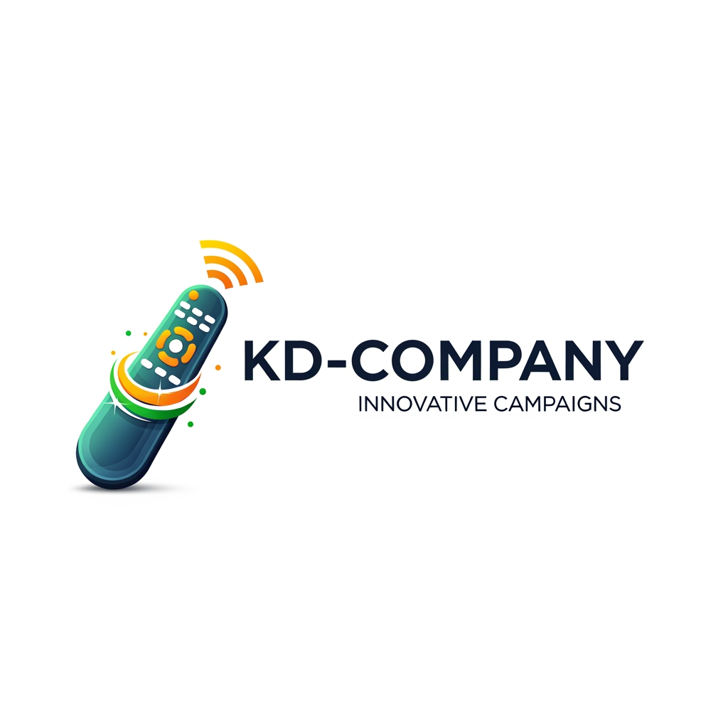 AI Design for make an logo for an advertising agency. the logo icon is remote. and attached with the comapny name "KD-Company"