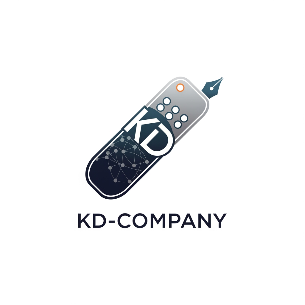 AI Design for make an logo for an advertising agency. the logo icon is remote. and attached with the comapny name "KD-Company"