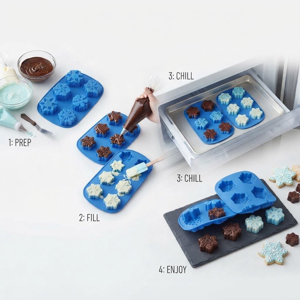 AI Design for Create image which show how to use this cookies and chocolate mould