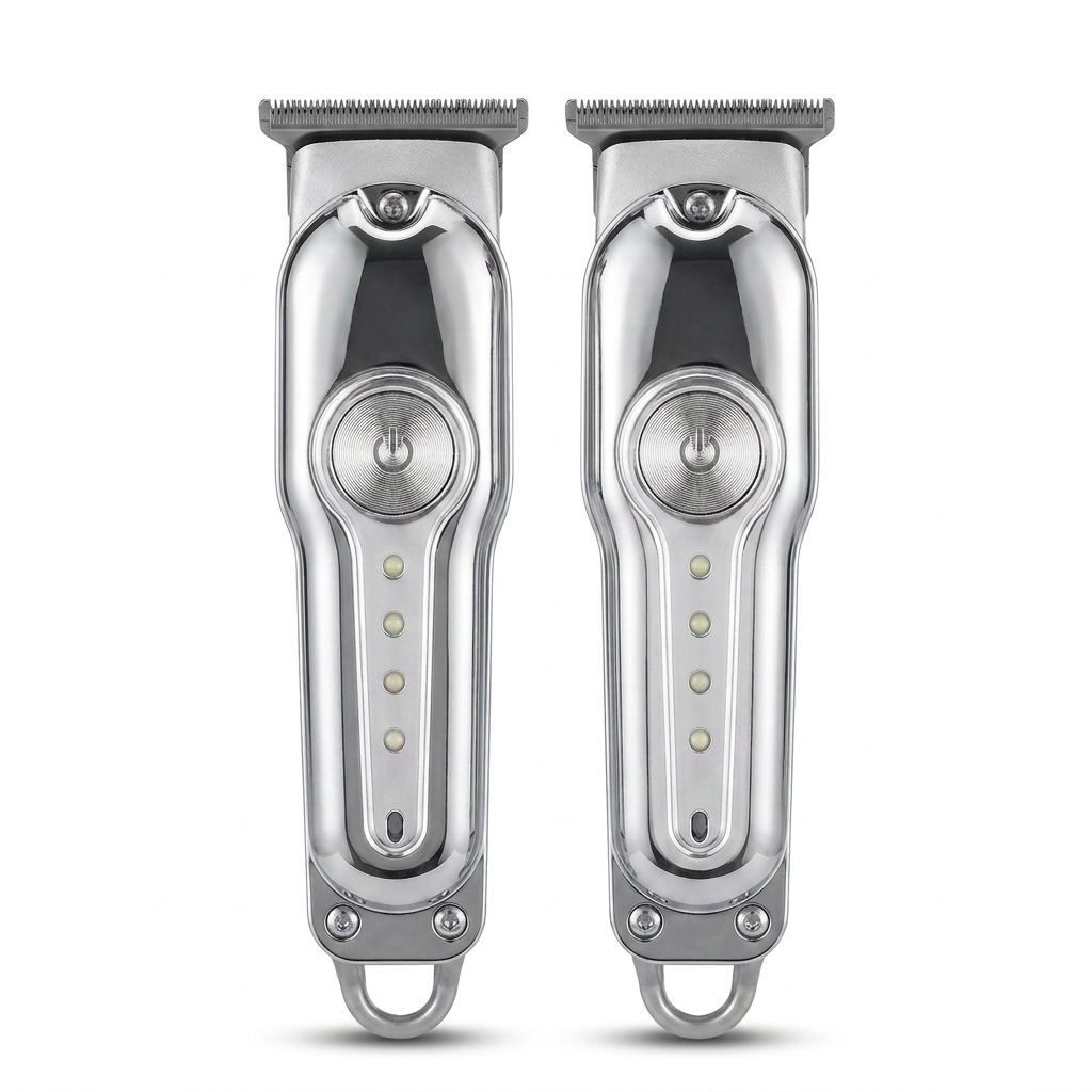 AI Design for trimmer ky center mai jo dark grey colour show ho rha hy suko be silver krain