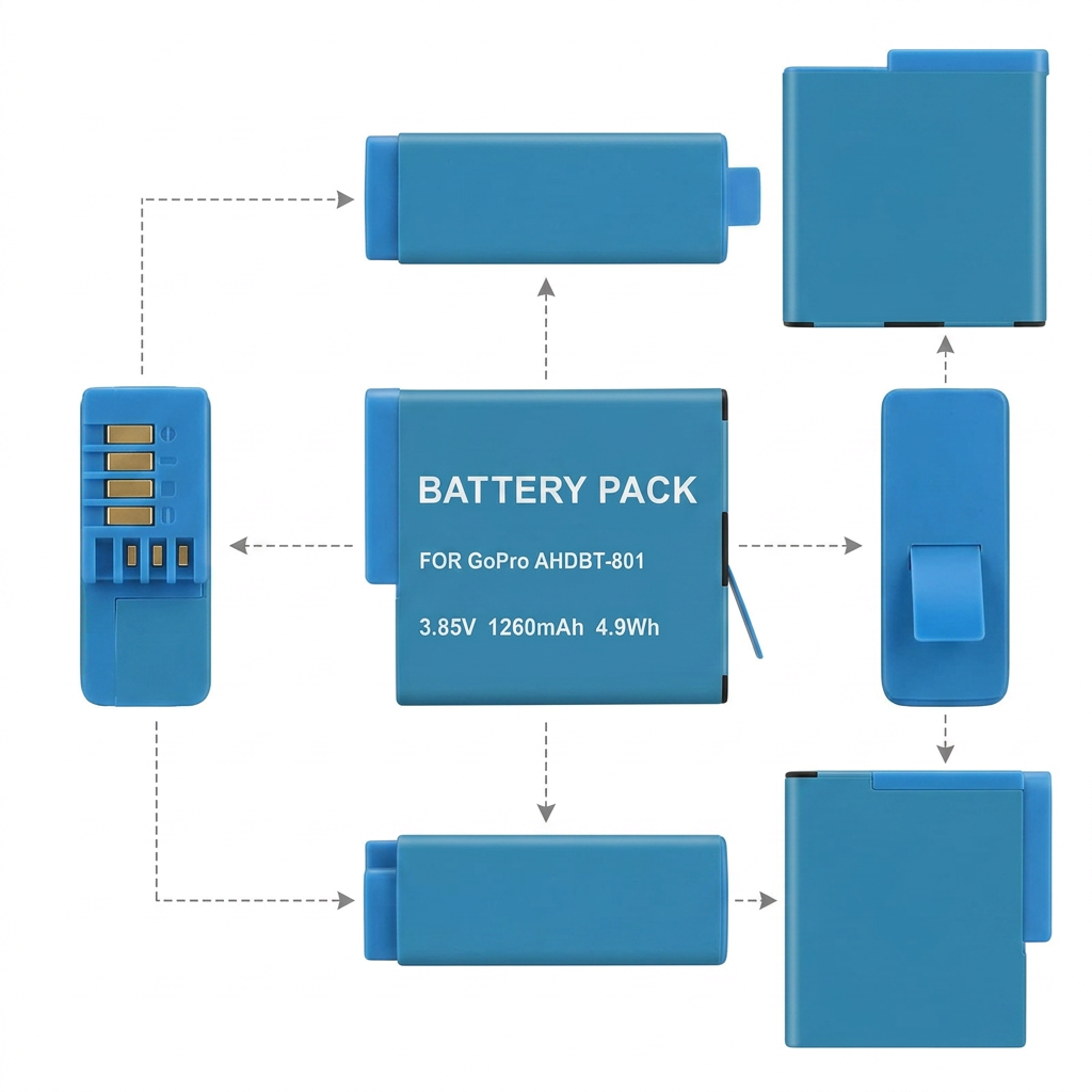 AI Design for create image which show all the sides of the battery