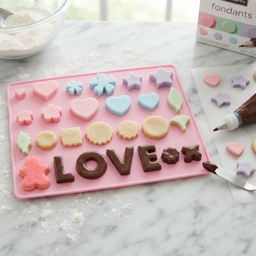 AI Design for create image with show how to use of the cakes cookies and chocolate mould