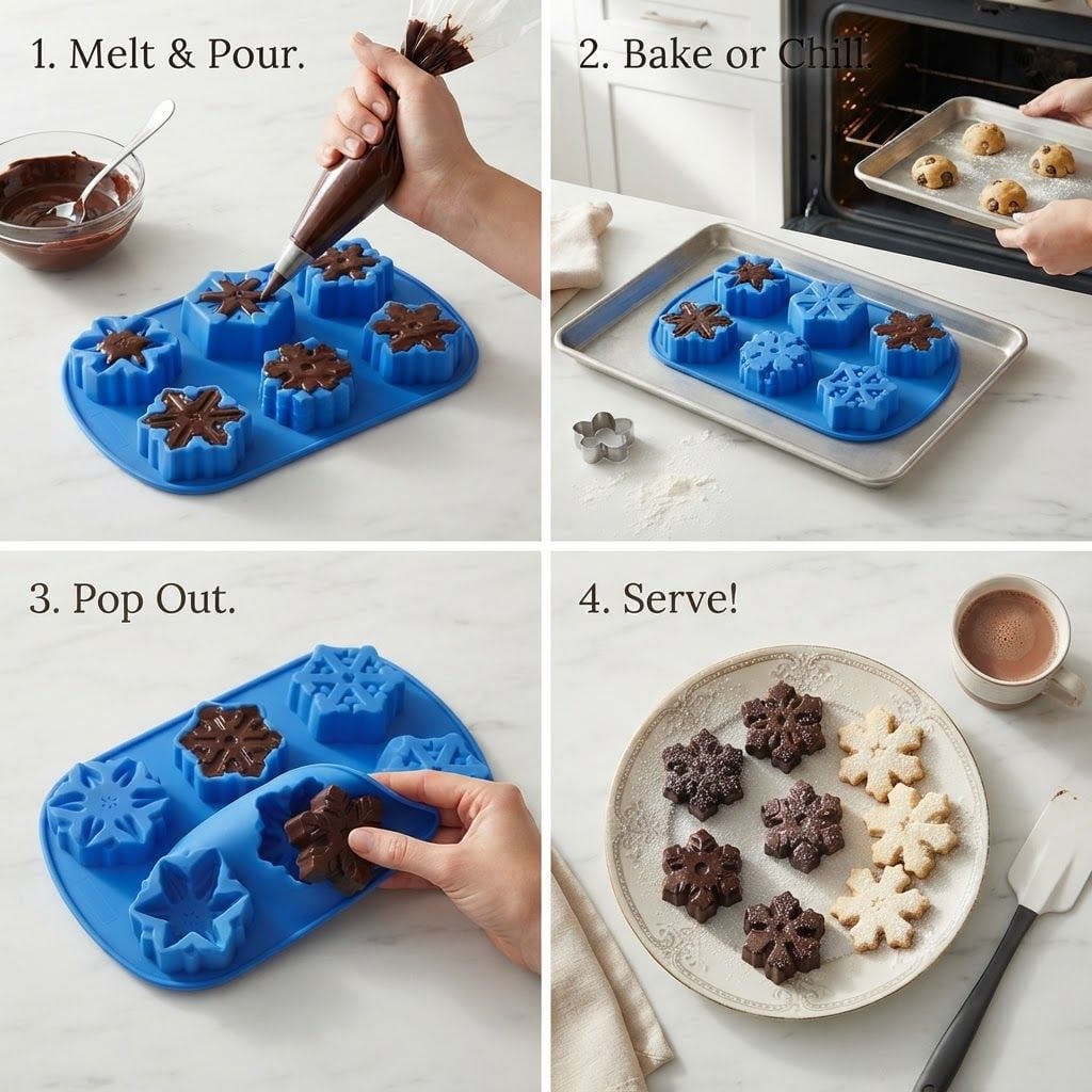 AI Design for Create image which show how to use this cookies and chocolate mould