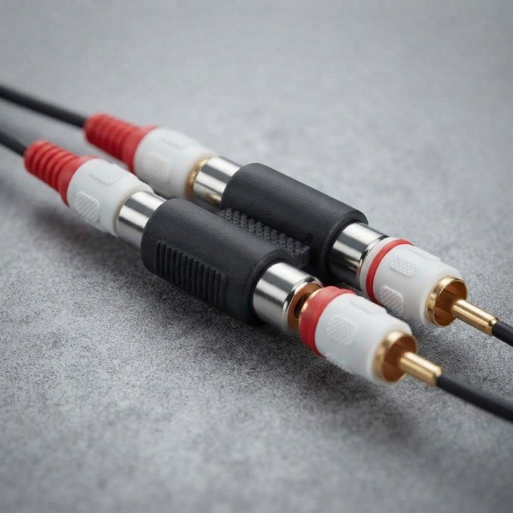 AI Design for create image which show the use of the 2 RCA Coupler