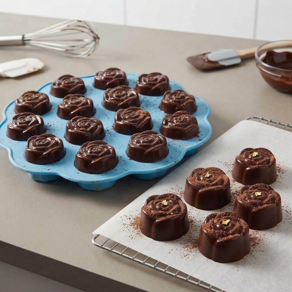 AI Design for create image which show the use this cake chocolate mould
