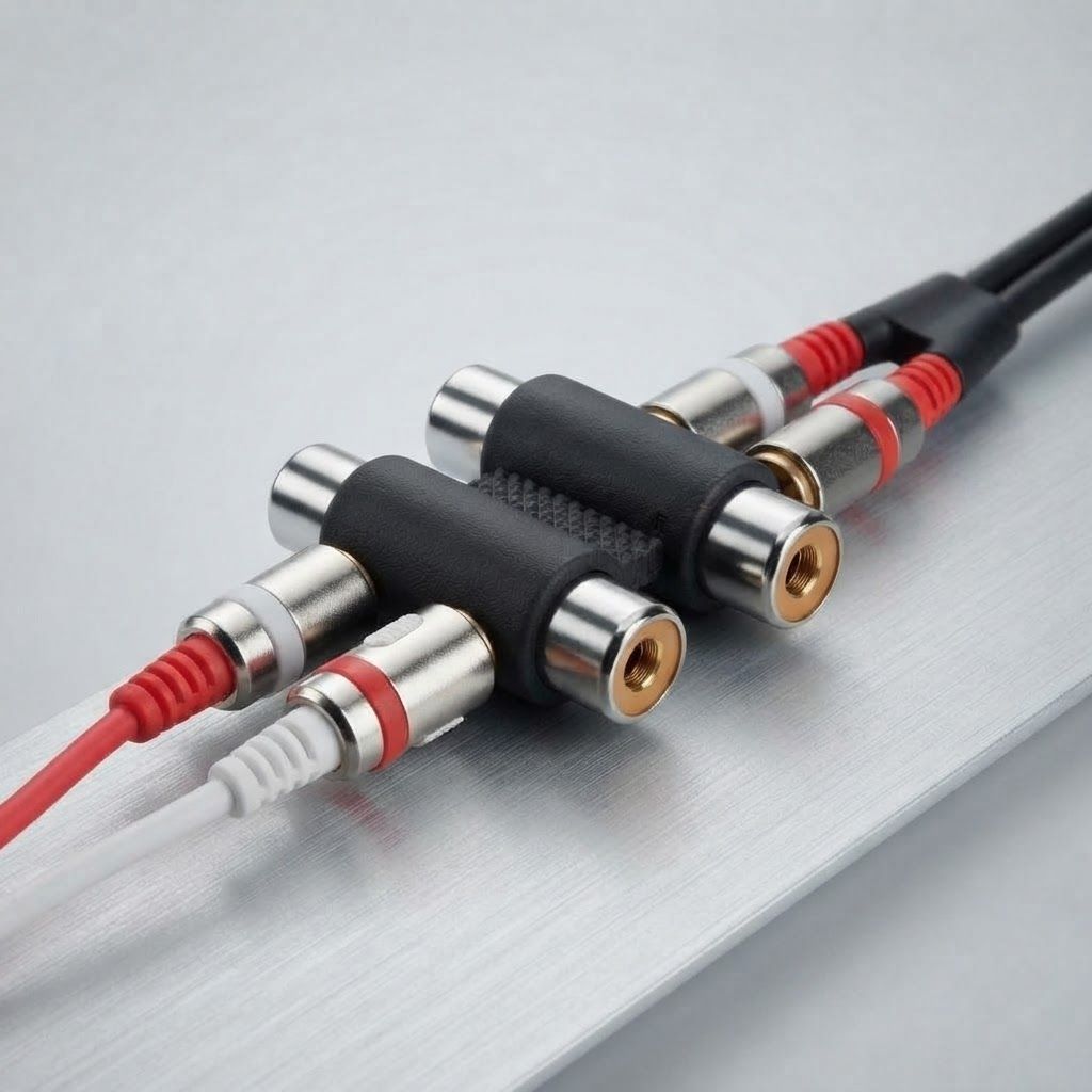 AI Design for create image which show the use of the 2 RCA Coupler
