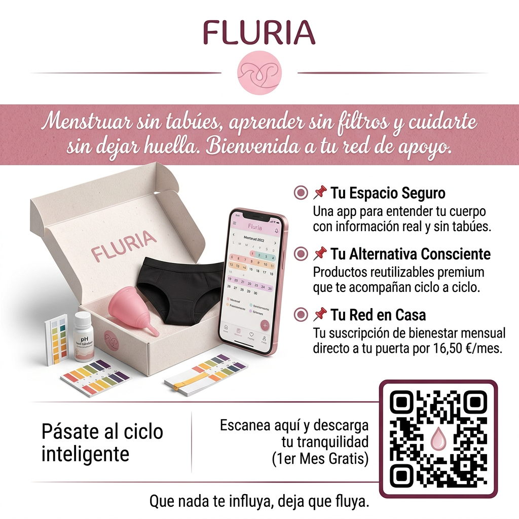 AI Design for Necesito crear un letrero de inauguracion de la empresa para promocionar la marca de Fluria a los clientes, colgar en los sitios web para promocionarlo. Usando los mismos colores que usamos para la interfás de la aplicación y el logoFLURIA
                 (Tipografía: Serif o Palo seco en color Vino)

        "Menstruar sin tabúes, aprender sin filtros 
            y cuidarte sin dejar huella. 
                Bienvenida a tu red de apoyo."
   (Tipografía: ¡Nueva! Cursiva/Handwritten fluida en color Blanco Puro)
==========================================================================

      [ IMAGEN CENTRAL ]                    📌 Tu Espacio Seguro
    (Tu caja Fluria abierta,                Una app para entender tu cuerpo
    el móvil con la aplicación              con información real y sin tabúes.
     y el test de pH en la                  (Tipografía limpia y legible)
       misma posición)
                                            📌 Tu Alternativa Consciente
                                            Productos reutilizables premium 
                                            que te acompañan ciclo a ciclo.

                                            📌 Tu Red en Casa
                                            Tu suscripción de bienestar mensual
                                            directo a tu puerta por 16,50 €/mes.

==========================================================================
                                            Escanea aquí y descarga tu 
                                            tranquilidad (1er Mes Gratis)
                         [ Pásate al ciclo ]       [ CÓDIGO QR ]
                         [   inteligente   ]     (Marco color vino)
==========================================================================
                  Que nada te influya, deja que fluya.
