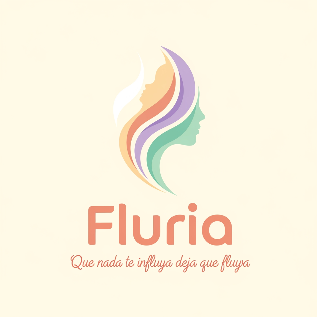 AI Design for Nombre de la marca: Fluria / Enfoque: Principalmente Fluria es una aplicacion que ayuda a las mujeres y personas mentruantes a controlar registrar su periodo y sus sintomas pero para diferenciarse de las demas aplicacions del mercado tambien es unatienda online de productos de hgiene femenina sostenibles y un sistema donde proporviona a las usuarias soporte tecnico y emocional ademas de un sistema que ayuda a compartir y divulgar informacion verificada sobre el cuerpo femenino para combatir la desinformacion / Eslogan: Que nadate influya deja que fluya" / Identidad de la marca: Amistosa , intma y segura, crea la sesacion de ser una red de apoyo cercana y un soporte para vivir la mentruacin y lo que eso conlleva con naturalidad. / Paleta de colores para el logotpo y la marca: paleta de todos pastel calidos tirando a claros para dar sensacio de feminidad confiana, todo mezclado con blanco crema
