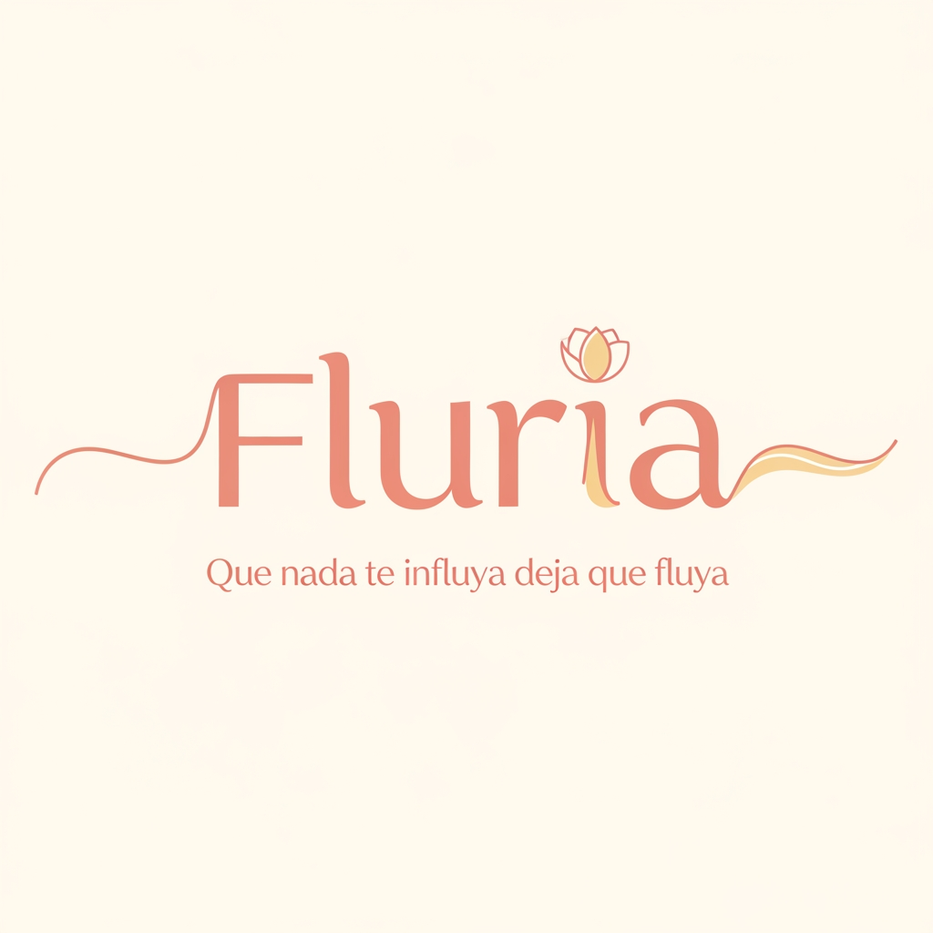 AI Design for Nombre de la marca: Fluria / Enfoque: Principalmente Fluria es una aplicacion que ayuda a las mujeres y personas mentruantes a controlar registrar su periodo y sus sintomas pero para diferenciarse de las demas aplicacions del mercado tambien es unatienda online de productos de hgiene femenina sostenibles y un sistema donde proporviona a las usuarias soporte tecnico y emocional ademas de un sistema que ayuda a compartir y divulgar informacion verificada sobre el cuerpo femenino para combatir la desinformacion / Eslogan: Que nadate influya deja que fluya" / Identidad de la marca: Amistosa , intma y segura, crea la sesacion de ser una red de apoyo cercana y un soporte para vivir la mentruacin y lo que eso conlleva con naturalidad. / Paleta de colores para el logotpo y la marca: paleta de todos pastel calidos tirando a claros para dar sensacio de feminidad confiana, todo mezclado con blanco crema