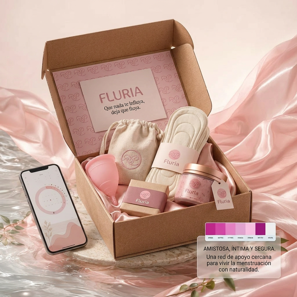 AI Design for Crea una imagen de la caja con productos de higiene femenina y sostnibles con los colores de la marca, el logo y la presentacion
