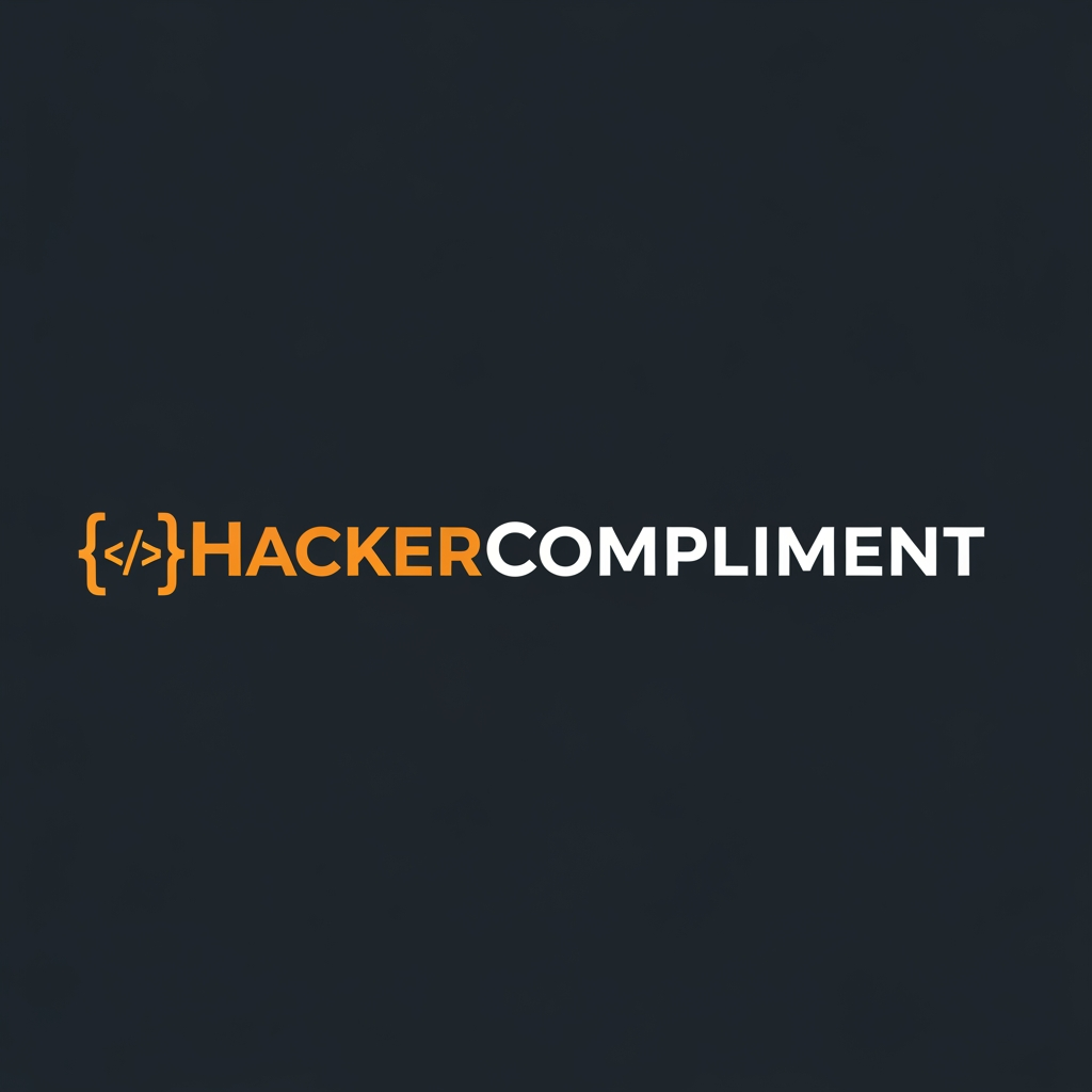 AI Design for Modern tech startup logo with integrated text, the text reads
"HackerCompliment" in a bold geometric sans-serif font.
Design: A sleek terminal/code bracket symbol or a minimalist
checkmark-inside-brackets icon merged with the letter H,
in orange color #FF6B2B.
The icon and text are on the same horizontal line.
Dark background #09090b. Orange accent #FF6B2B.
Clean, minimal, professional. No gradients.
Flat design. Similar style to Vercel or Linear logos.
White text for "Compliment" part, orange for "Hacker" part.