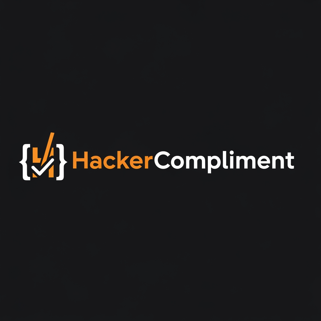 AI Design for Modern tech startup logo with integrated text, the text reads
"HackerCompliment" in a bold geometric sans-serif font.
Design: A sleek terminal/code bracket symbol or a minimalist
checkmark-inside-brackets icon merged with the letter H,
in orange color #FF6B2B.
The icon and text are on the same horizontal line.
Dark background #09090b. Orange accent #FF6B2B.
Clean, minimal, professional. No gradients.
Flat design. Similar style to Vercel or Linear logos.
White text for "Compliment" part, orange for "Hacker" part.
Create something extra ordinary