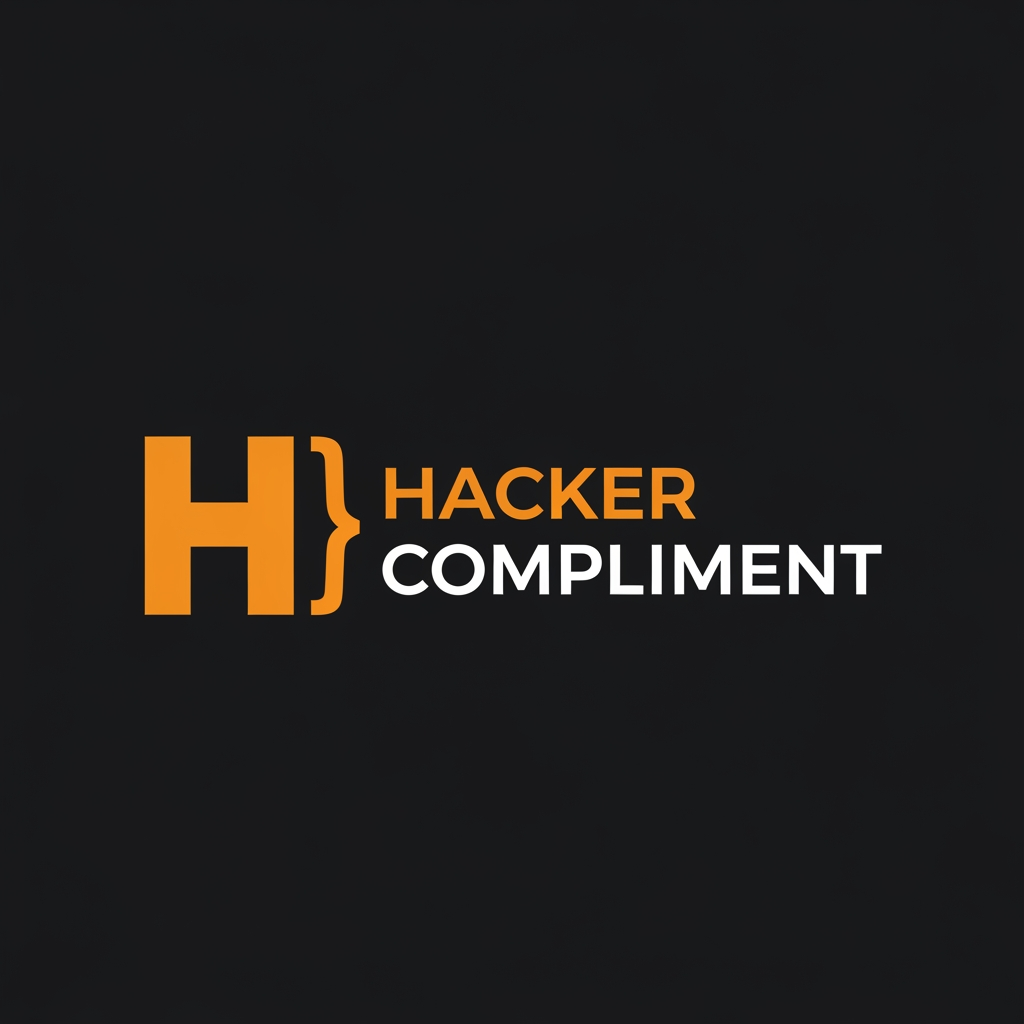 AI Design for Modern tech startup logo with integrated text, the text reads
"HackerCompliment" in a bold geometric sans-serif font.
Design: A sleek terminal/code bracket symbol or a minimalist
checkmark-inside-brackets icon merged with the letter H,
in orange color #FF6B2B.
The icon and text are on the same horizontal line.
Dark background #09090b. Orange accent #FF6B2B.
Clean, minimal, professional. No gradients.
Flat design. Similar style to Vercel or Linear logos.
White text for "Compliment" part, orange for "Hacker" part.
Create something extra ordinary