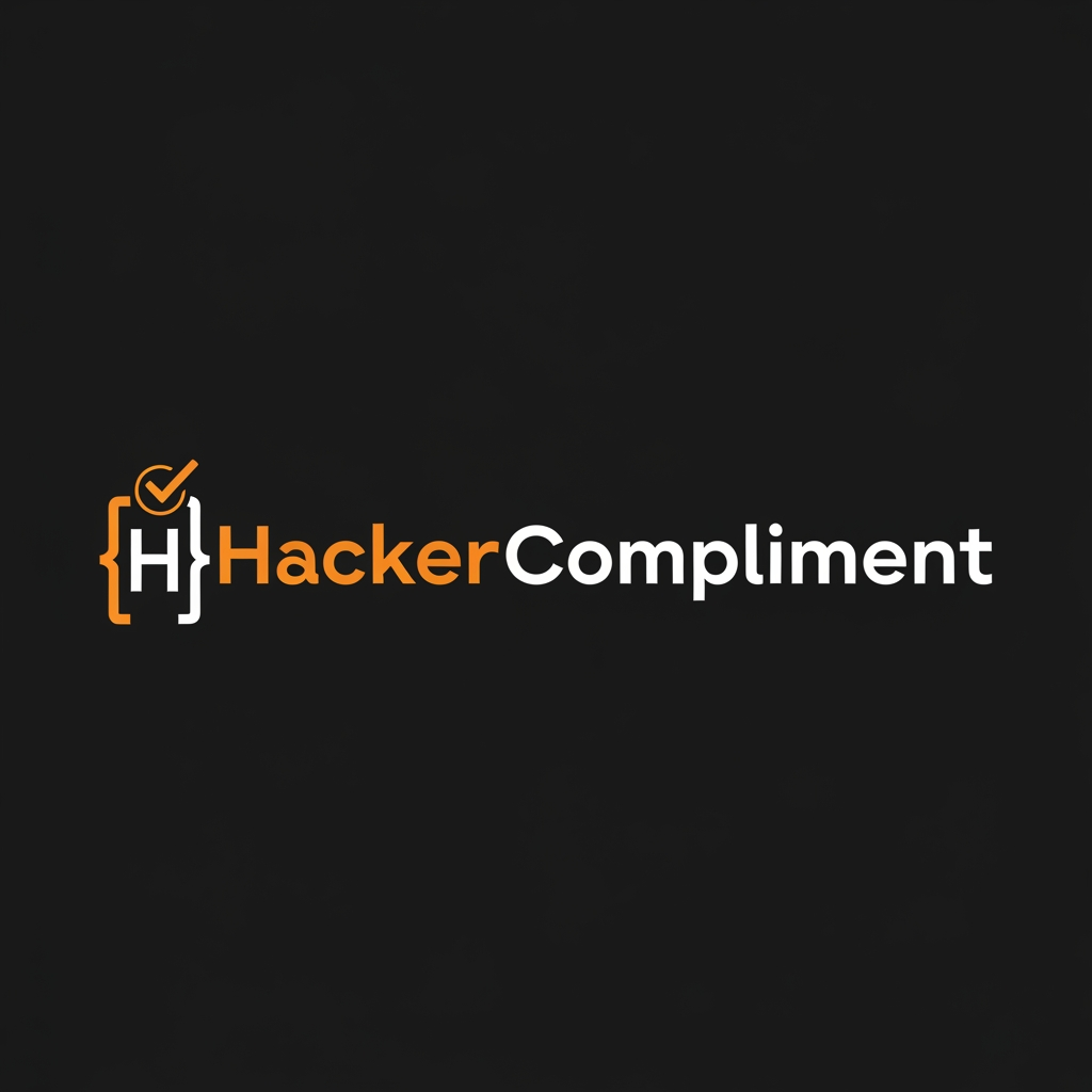 AI Design for Modern tech startup logo with integrated text, the text reads
"HackerCompliment" in a bold geometric sans-serif font.
Design: A sleek terminal/code bracket symbol or a minimalist
checkmark-inside-brackets icon merged with the letter H,
in orange color #FF6B2B.
The icon and text are on the same horizontal line.
Dark background #09090b. Orange accent #FF6B2B.
Clean, minimal, professional. No gradients.
Flat design. Similar style to Vercel or Linear logos.
White text for "Compliment" part, orange for "Hacker" part.
Create something extra ordinary