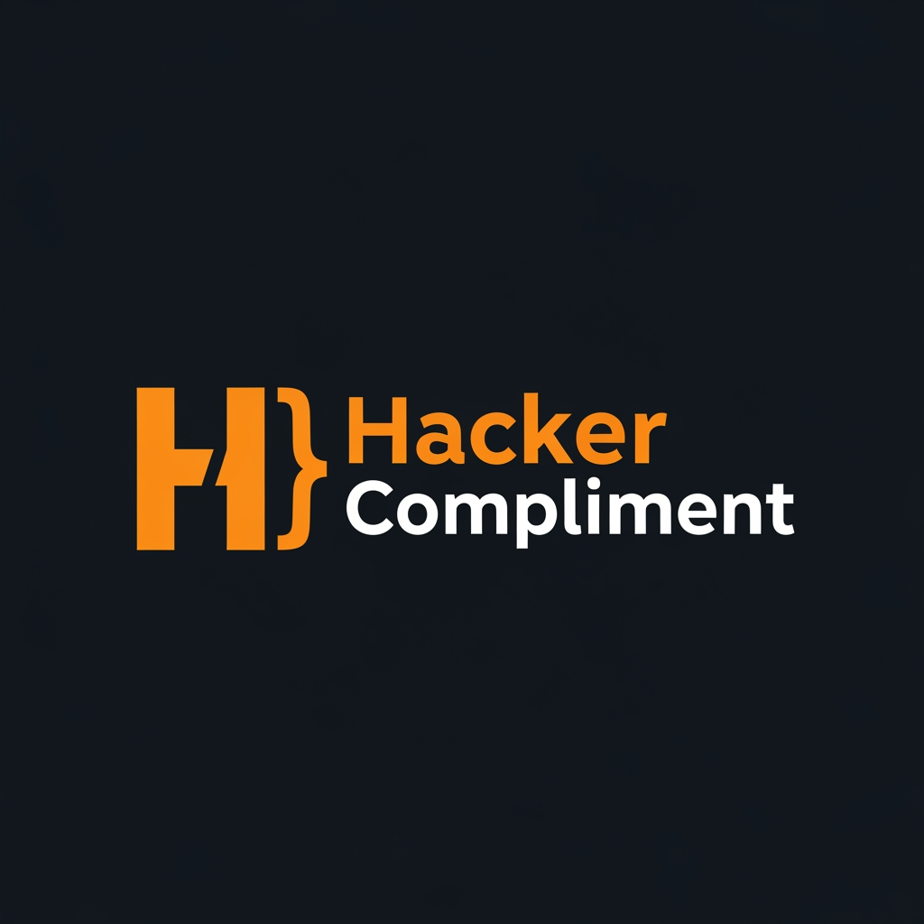 AI Design for Modern tech startup logo with integrated text, the text reads
"HackerCompliment" in a bold geometric sans-serif font.
Design: A sleek terminal/code bracket symbol or a minimalist
checkmark-inside-brackets icon merged with the letter H,
in orange color #FF6B2B.
The icon and text are on the same horizontal line.
Dark background #09090b. Orange accent #FF6B2B.
Clean, minimal, professional. No gradients.
Flat design. Similar style to Vercel or Linear logos.
White text for "Compliment" part, orange for "Hacker" part.
Create something extra ordinary