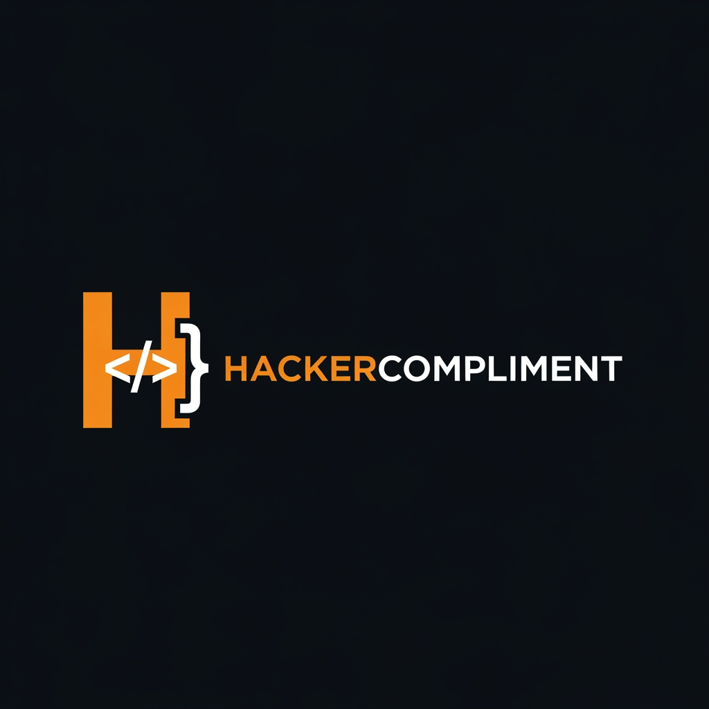 AI Design for Modern tech startup logo with integrated text, the text reads
"HackerCompliment" in a bold geometric sans-serif font.
Design: A sleek terminal/code bracket symbol or a minimalist
checkmark-inside-brackets icon merged with the letter H,
in orange color #FF6B2B.
The icon and text are on the same horizontal line.
Dark background #09090b. Orange accent #FF6B2B.
Clean, minimal, professional. No gradients.
Flat design. Similar style to Vercel or Linear logos.
White text for "Compliment" part, orange for "Hacker" part.
Create something extra ordinary