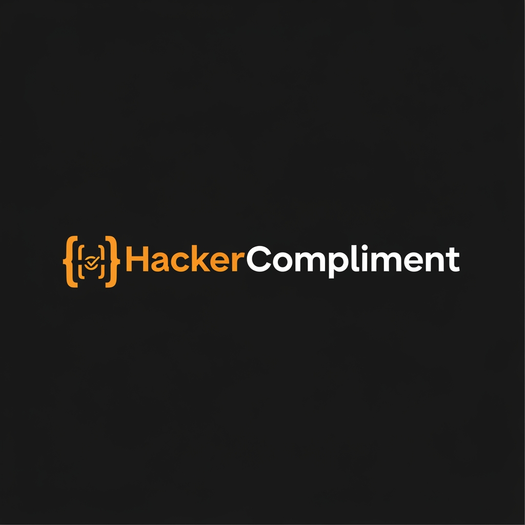 AI Design for Modern tech startup logo with integrated text, the text reads
"HackerCompliment" in a bold geometric sans-serif font.
Design: A sleek terminal/code bracket symbol or a minimalist
checkmark-inside-brackets icon merged with the letter H,
in orange color #FF6B2B.
The icon and text are on the same horizontal line.
Dark background #09090b. Orange accent #FF6B2B.
Clean, minimal, professional. No gradients.
Flat design. Similar style to Vercel or Linear logos.
White text for "Compliment" part, orange for "Hacker" part.
Create something extra ordinary