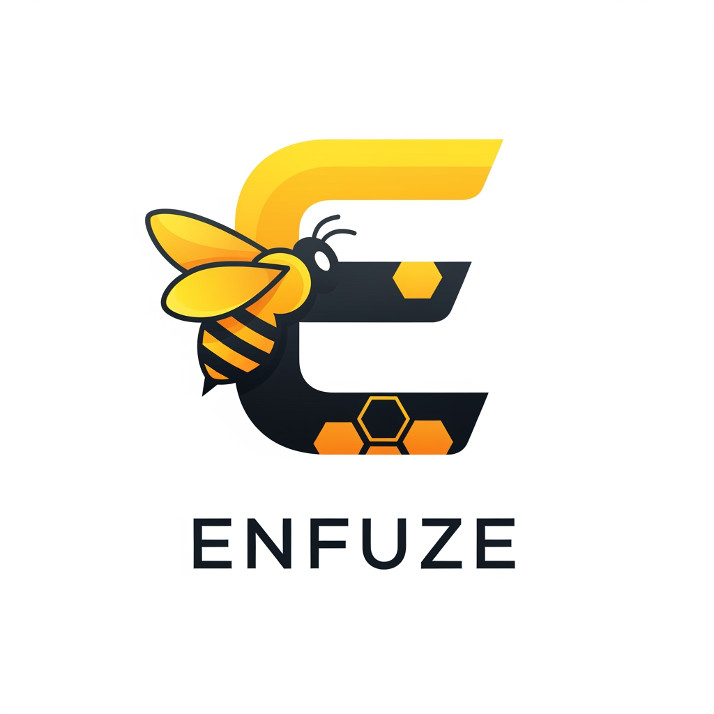 AI Design for i need the logo for an app called ENFUZE i need the logo with the combination of E+ honey bee or else ENFUZE+HONEYBEE combination