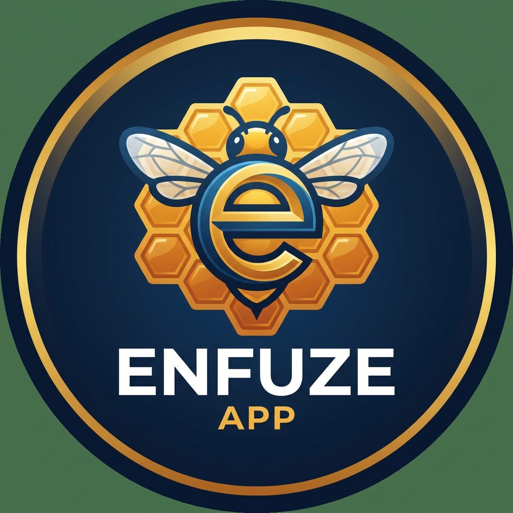 AI Design for i need the logo for an app called ENFUZE i need the logo with the combination of E+ honey bee or else ENFUZE+HONEYBEE combination