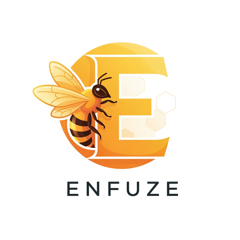 AI Design for i need the logo for an app called ENFUZE i need the logo with the combination of E+ honey bee or else ENFUZE+HONEYBEE combination