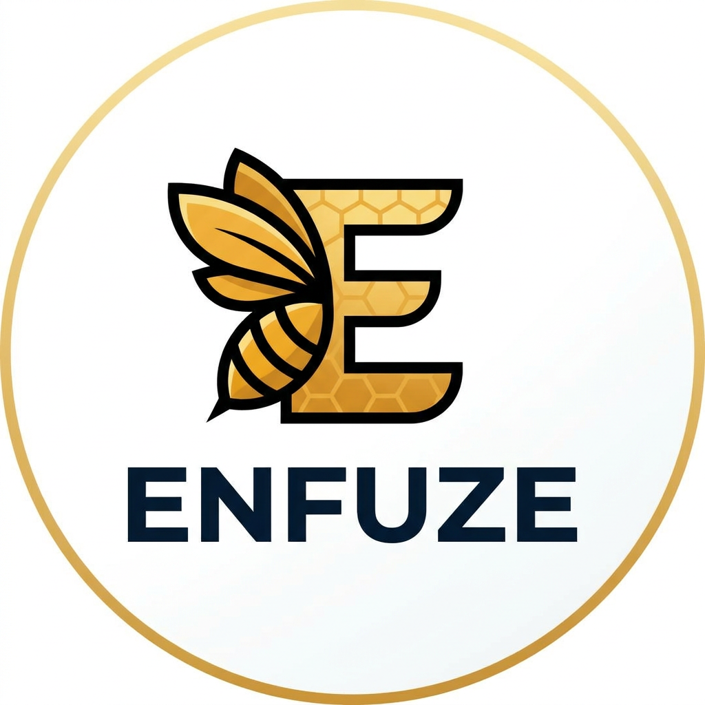 AI Design for i need the logo for an app called ENFUZE i need the logo with the combination of E+ honey bee or else ENFUZE+HONEYBEE combination