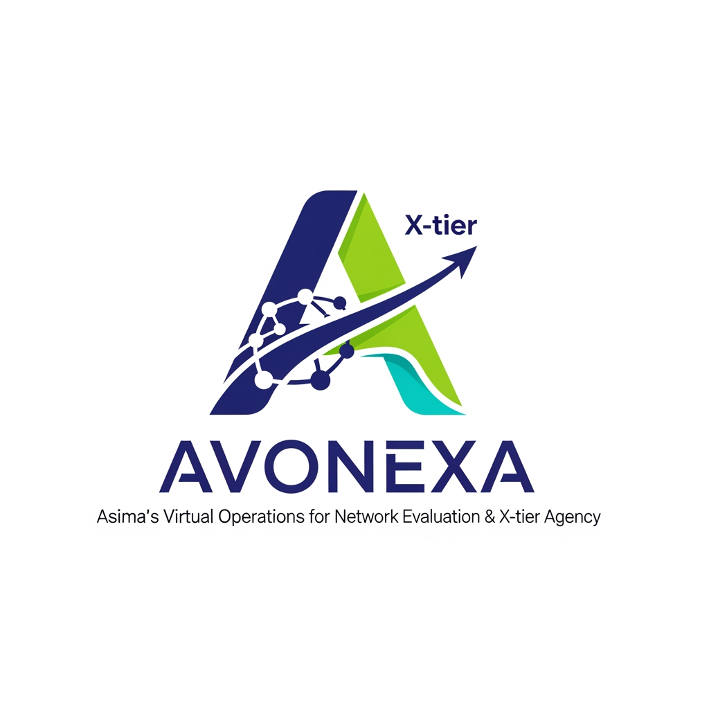 AI Design for কোম্পানির নাম = AVONEXA এটা বাঙালি এগুলো হয়
A = Asima (আপনার নাম)
V = Virtual (ভার্চুয়াল নেটওয়ার্ক)
O = Operations for (অপারেশনস ফর)
N = Network (নেটওয়ার্ক)
E = Evaluation & (কন্টেন্ট মূল্যায়ন)
X = X-tier (সর্বোচ্চ স্তর)
A = Agency (এজেন্সি)
এটা আমার কোম্পানি জন্য লাগবে logo এমন ভাবে দাও বাংলাদেশ এমন কোন কোম্পানির লোগ নেই