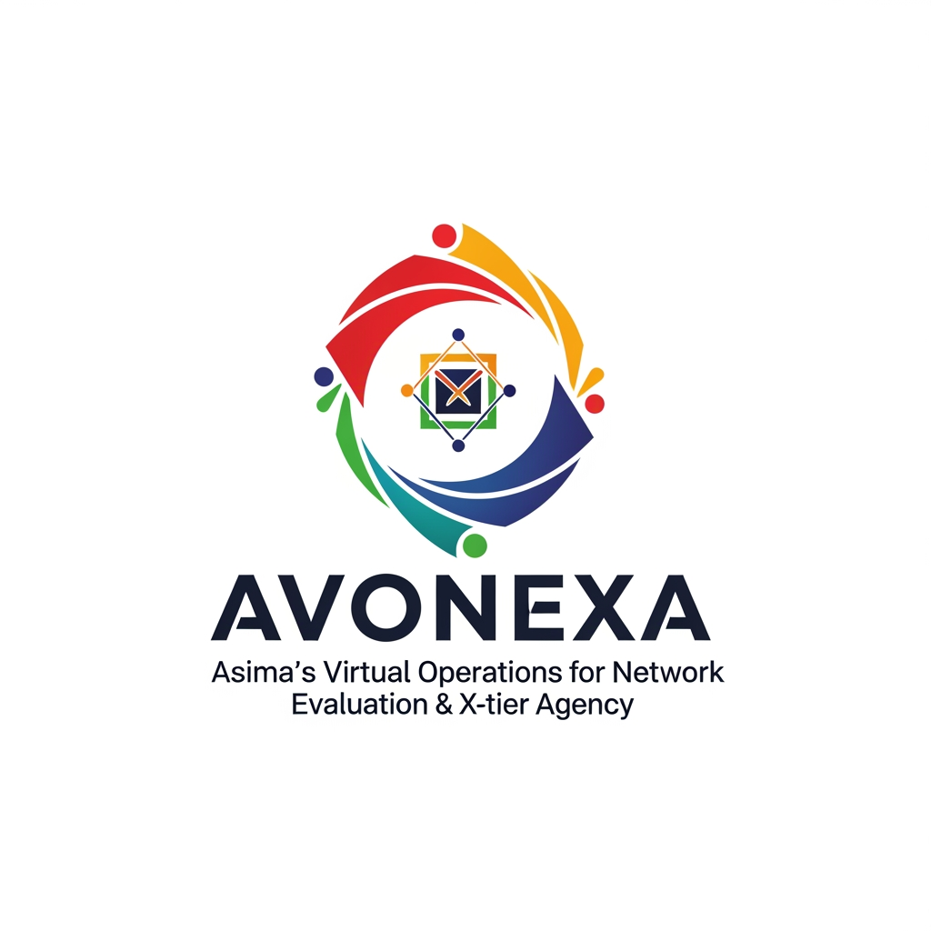 AI Design for কোম্পানির নাম = AVONEXA এটা বাঙালি এগুলো হয়
A = Asima (আপনার নাম)
V = Virtual (ভার্চুয়াল নেটওয়ার্ক)
O = Operations for (অপারেশনস ফর)
N = Network (নেটওয়ার্ক)
E = Evaluation & (কন্টেন্ট মূল্যায়ন)
X = X-tier (সর্বোচ্চ স্তর)
A = Agency (এজেন্সি)
এটা আমার কোম্পানি জন্য লাগবে logo এমন ভাবে দাও বাংলাদেশ এমন কোন কোম্পানির লোগ নেই Give it to bangladesh in such a way that peolpe will look at it and see that color is the best