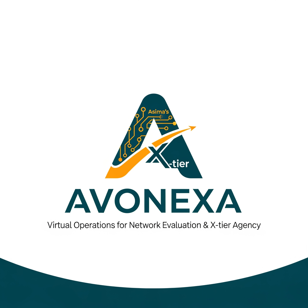AI Design for কোম্পানির নাম = AVONEXA এটা বাঙালি এগুলো হয়
A = Asima (আপনার নাম)
V = Virtual (ভার্চুয়াল নেটওয়ার্ক)
O = Operations for (অপারেশনস ফর)
N = Network (নেটওয়ার্ক)
E = Evaluation & (কন্টেন্ট মূল্যায়ন)
X = X-tier (সর্বোচ্চ স্তর)
A = Agency (এজেন্সি)
এটা আমার কোম্পানি জন্য লাগবে logo এমন ভাবে দাও বাংলাদেশ এমন কোন কোম্পানির লোগ নেই Give it to bangladesh in such a way that peolpe will look at it and see that color is the best